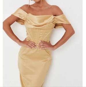 NWT Gorgeous Golden Butterscotch Missguided Corset Dress US 12
